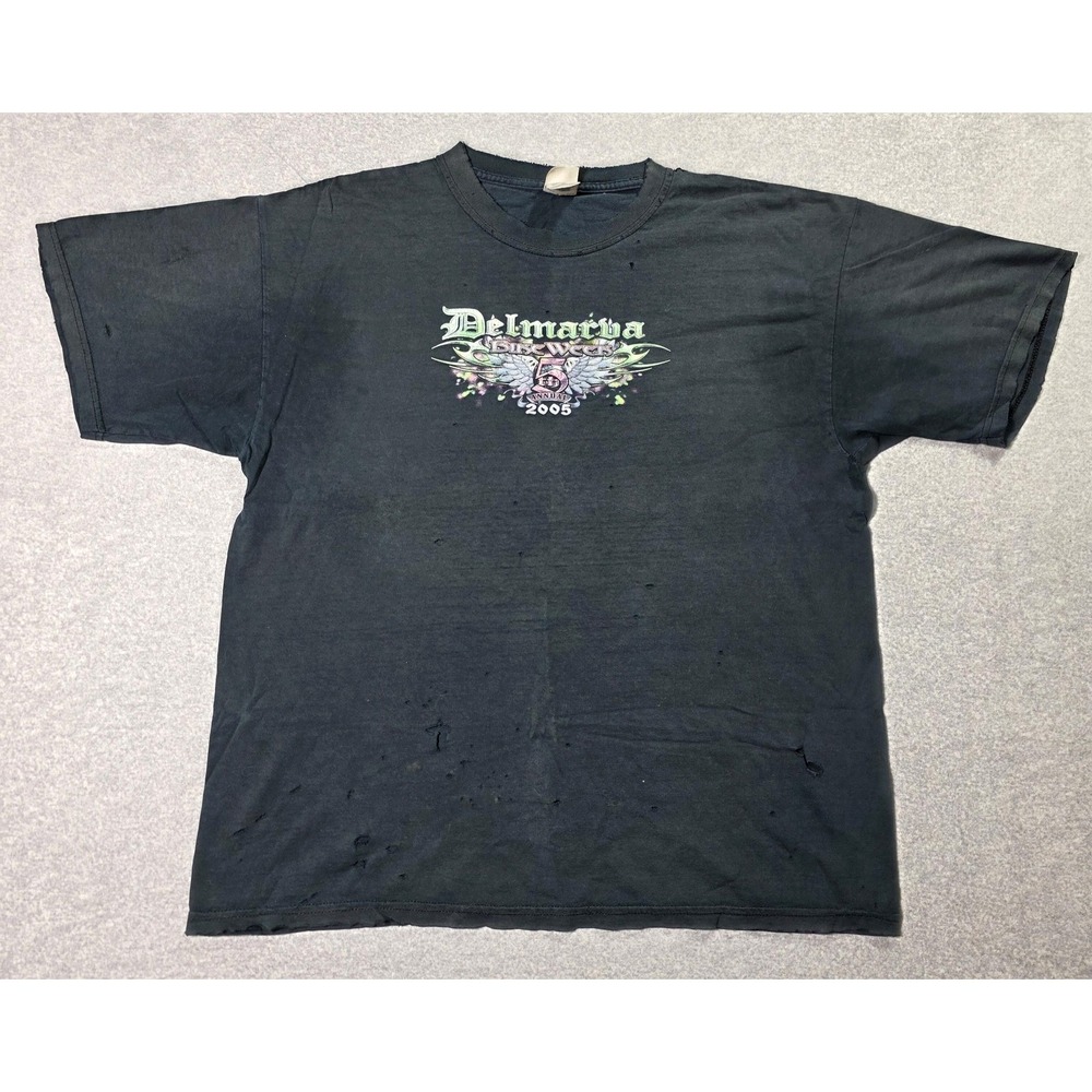 Vintage Delmarva Bike Week 2005 T‑Shirt‎ Men's XL Black Gildan Biker Motorcycle